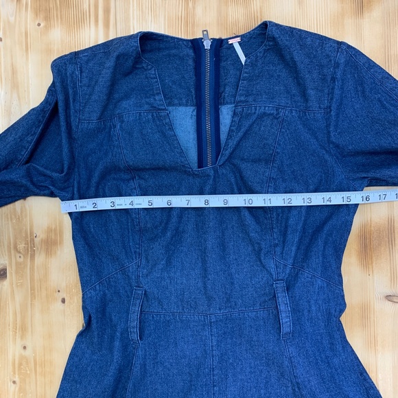 Free People Karmen Denim Tie Belt Mini Dress Sz XS - Picture 10 of 12